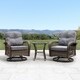 Corvus Livorno Outdoor 3-piece Wicker Chat Set with Swivel Chairs - Thumbnail 12