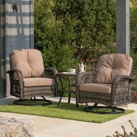 Corvus Livorno Outdoor 3-piece Wicker Chat Set with Swivel Chairs