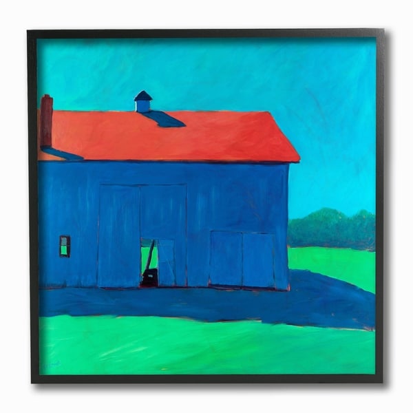 Stupell Home Decor Collection Colorful Luminous Painted Farm Barn Framed Giclee Texturized Art, 12 x 1.5 x 12, Made in USA