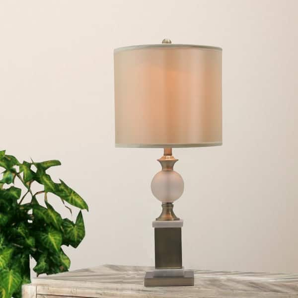 1572 30 Regency Frosted Glass Urn Table Lamp In Antique Brass White Marble Overstock 21483860