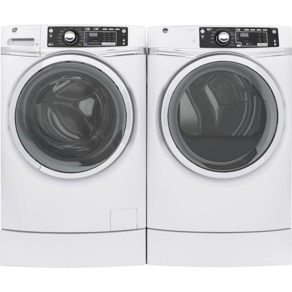 GE RightHeight Design Series GFD49ERSKWW 28 Inch Electric Dryer and Front Load Washer Set (As Is