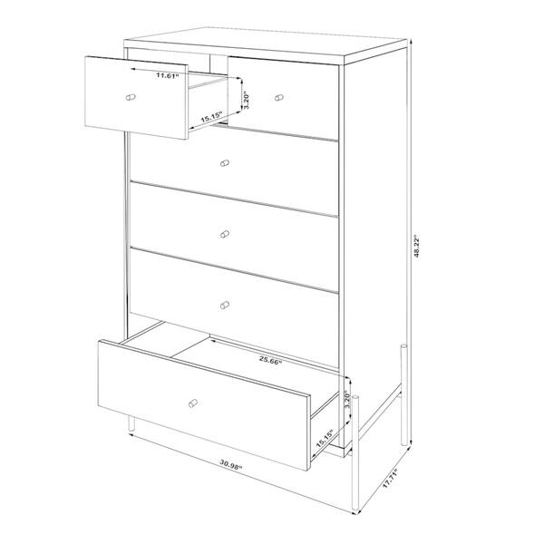 Shop Essence 48 23 Inch Tall Dresser With 5 Full Extension Drawers
