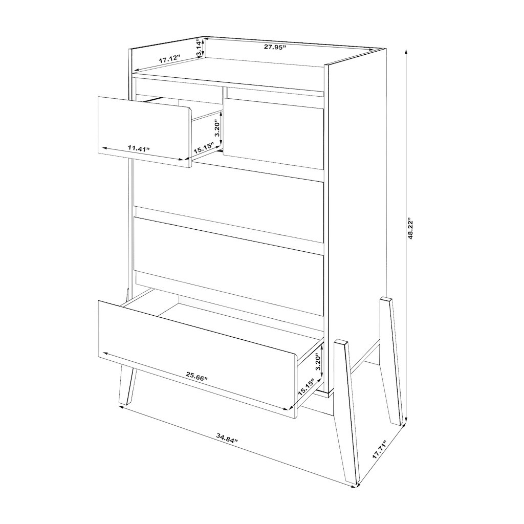 Shop Essence 48 23 Inch Tall Dresser With 5 Full Extension Drawers