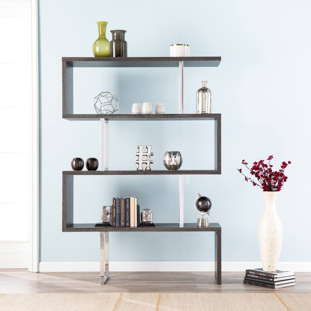 SEI Furniture Tayali Assymetric Dark Grey Book Shelf