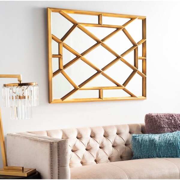 Safavieh Abey Sculptural Gold 48-inch Rectangle Decorative Mirror - 36" x 1.5" x 48"