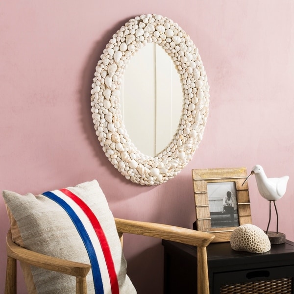 Safavieh Norris Coastal 24 X 18 Inch Oval White Seashell Mirror Safavieh Norris Coastal 24 X 18 Inch Oval White Seashell Mirror X27