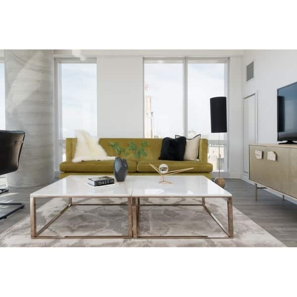 Helena White Marble Coffee Table Modern Rose Gold Helena White Marble Coffee Table Modern Rose Gold
