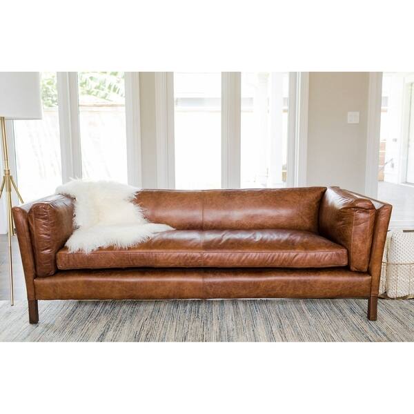 Shop Modern Leather Sofa Mid Century Modern Couch Top Grain