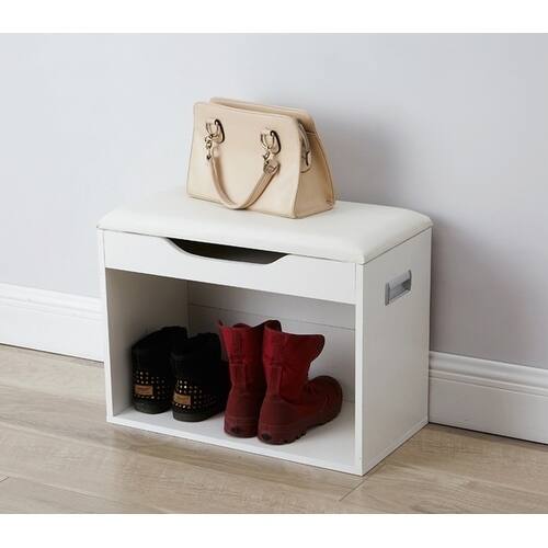 Yak About It® Compact Boot Rack Bench with Top Cushion - White by ...