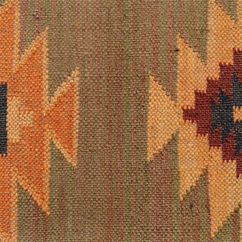 Handmade Indo Tribal Kilim Upholstered Storage Ottoman (India)