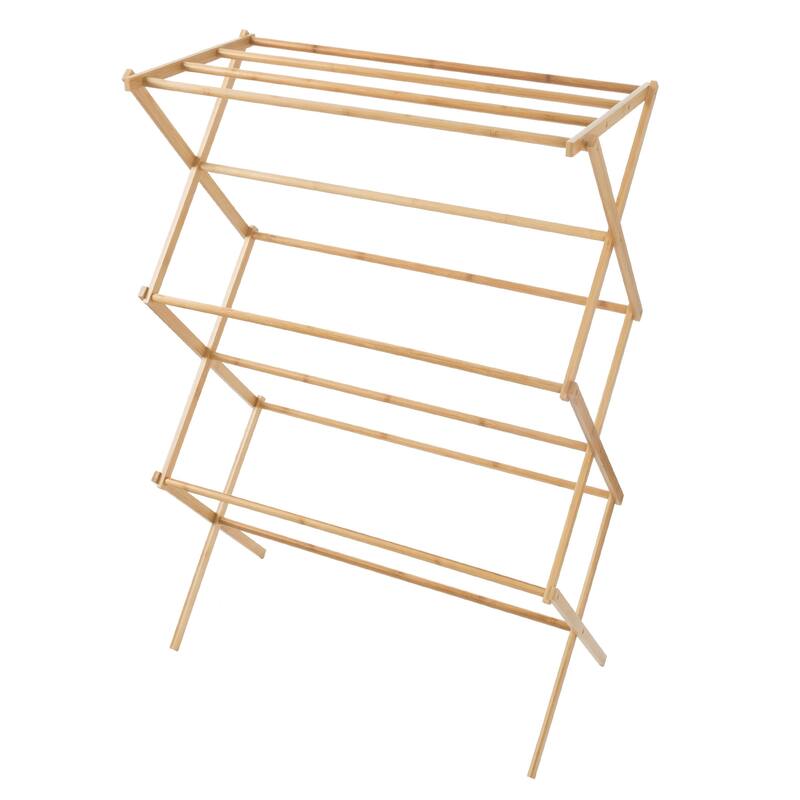 Bamboo Clothes Drying Rack- Collapsible and Compact Lavish Home