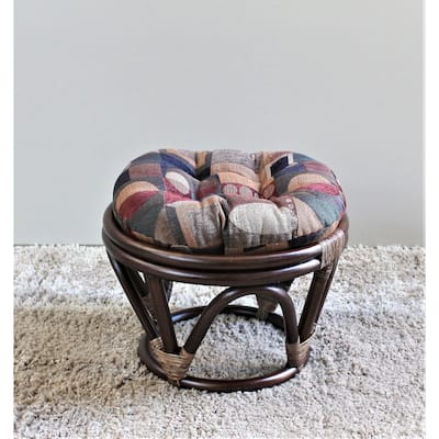 Bali 18-inch Footstool with Jacquard Chenille Cushion
