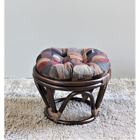 International Caravan Bali Papasan Footstool with Chenille Cushion