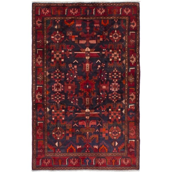 eCarpetGallery Hand-knotted Nahavand Dark Navy Wool Rug - 4'4 X 6'9