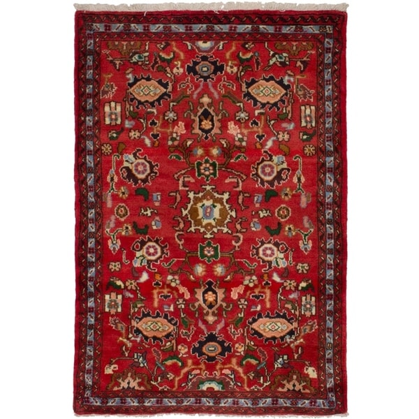 eCarpetGallery Hand-knotted Hamadan Red Wool Rug - 3'4 x 4'10