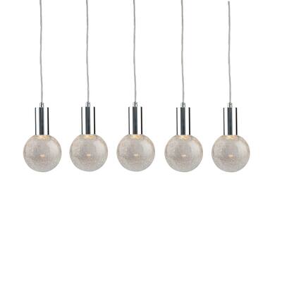 Cosmopolitan 5 Light Linear Round Crackle Glass Pendant