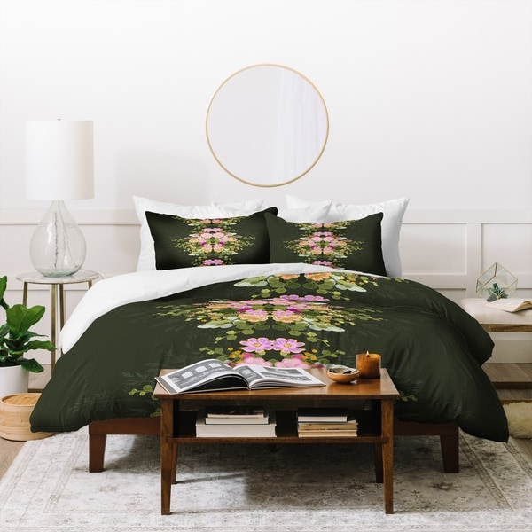 Deny Designs Green Floral Duvet Cover Set (3-Piece Set)