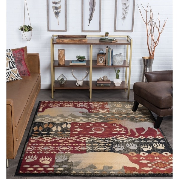 Alise Rugs Natural Lodge Novelty Lodge Area Rug - 3'11 x 5'3