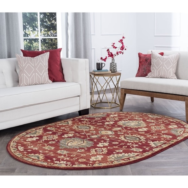 Alise Rugs Soho Transitional Border Oval Area Rug - 5'3 x 7'3