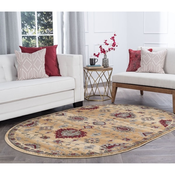Alise Rugs Soho Transitional Border Oval Area Rug - 5'3 x 7'3