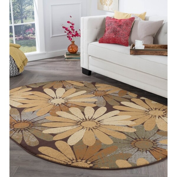 Alise Rugs Rhythm Contemporary Floral Oval Area Rug - 6'7 x 9'6