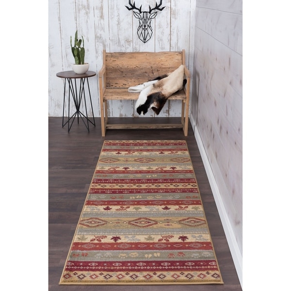 Alise Rugs Natural Lodge Novelty Lodge Runner Rug - 2'7 x 7'3