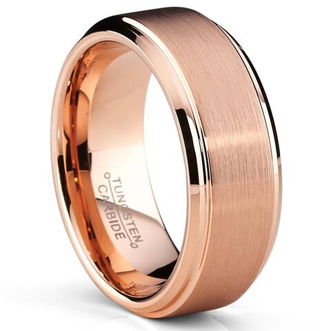 RoseTone Brushed Tungsten Wedding Band Ring Comfort Fit 8mm