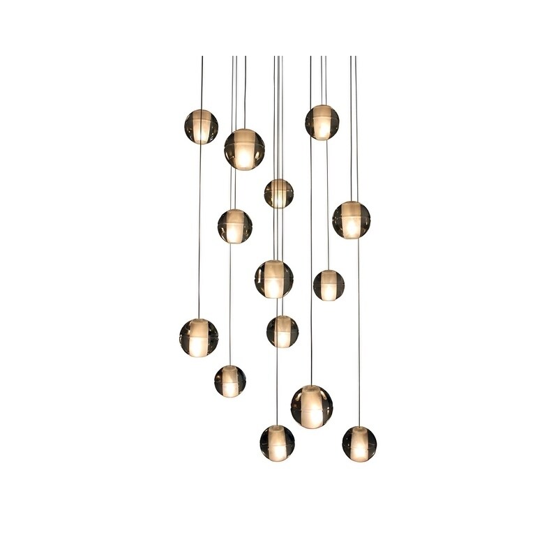 Orion 14 Light Floating Glass Globe LED Chandelier, Brushed Nickel - N/A - Chandeliers For Bedrooms by Overstock.com