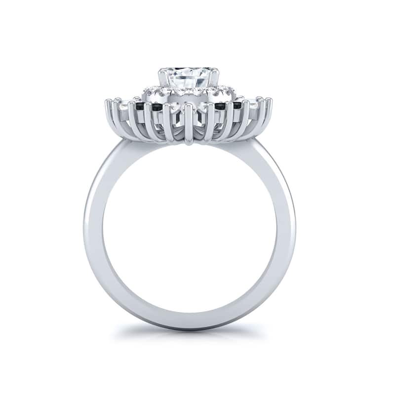 Auriya 14k Gold 3/4ctw Moissanite Ballerina Halo Black Diamond Engagement Ring 9/10ct TDW