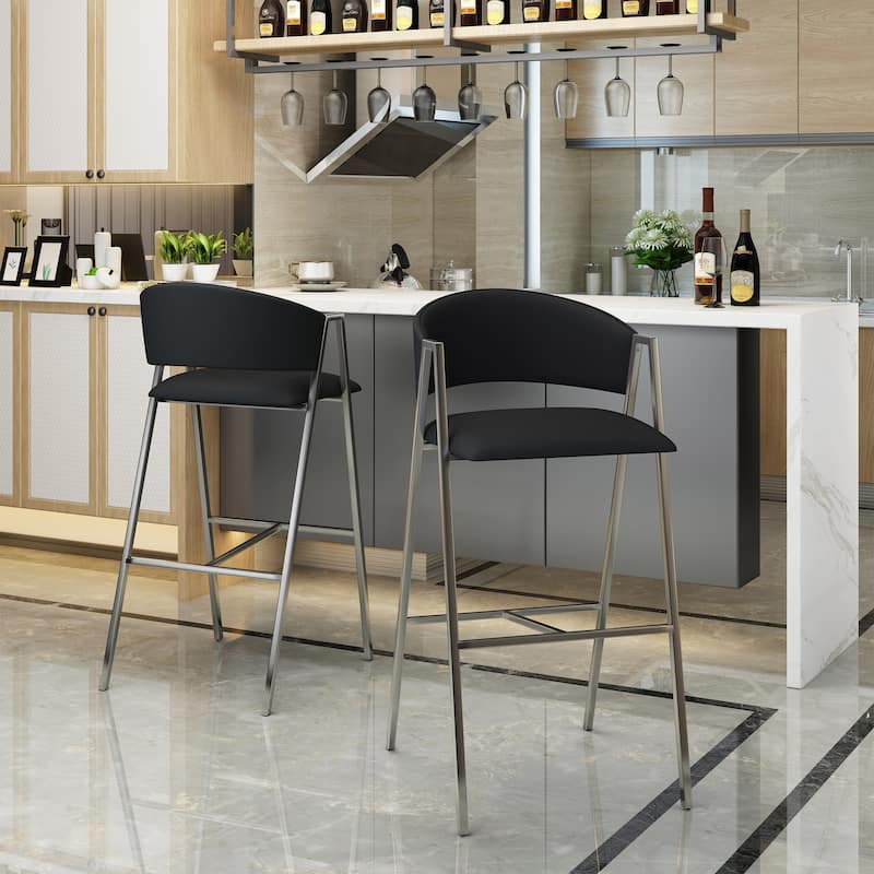 Marlon Modern 28-inch Backed Faux Leather Barstool (Set of 2) by Christopher Knight Home
