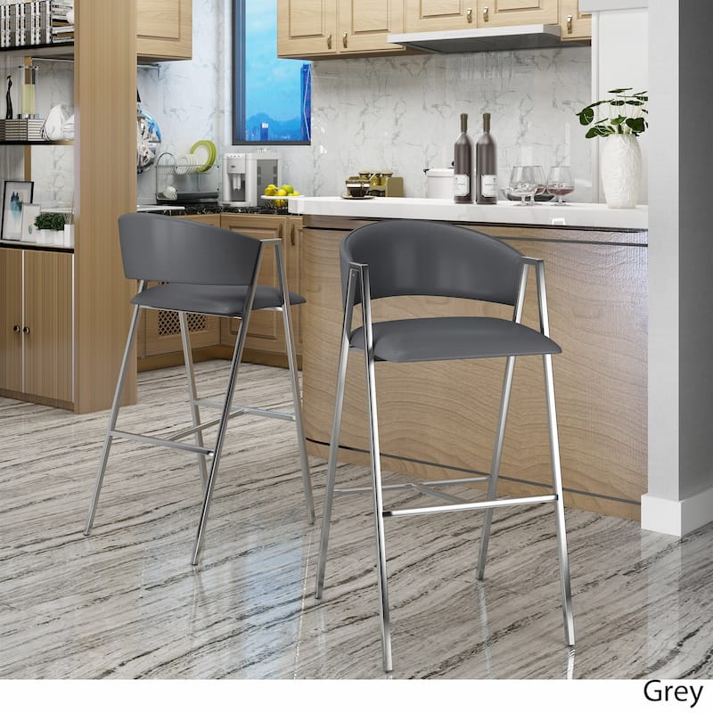 Marlon Modern 28-inch Backed Faux Leather Barstool (Set of 2) by Christopher Knight Home