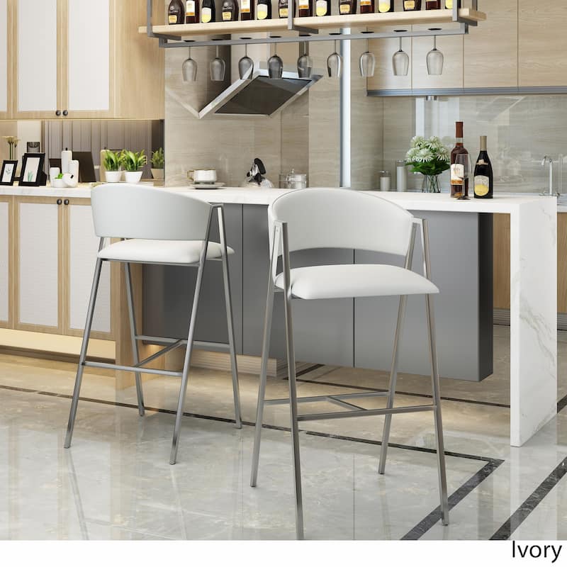 Marlon Modern 28-inch Backed Faux Leather Barstool (Set of 2) by Christopher Knight Home