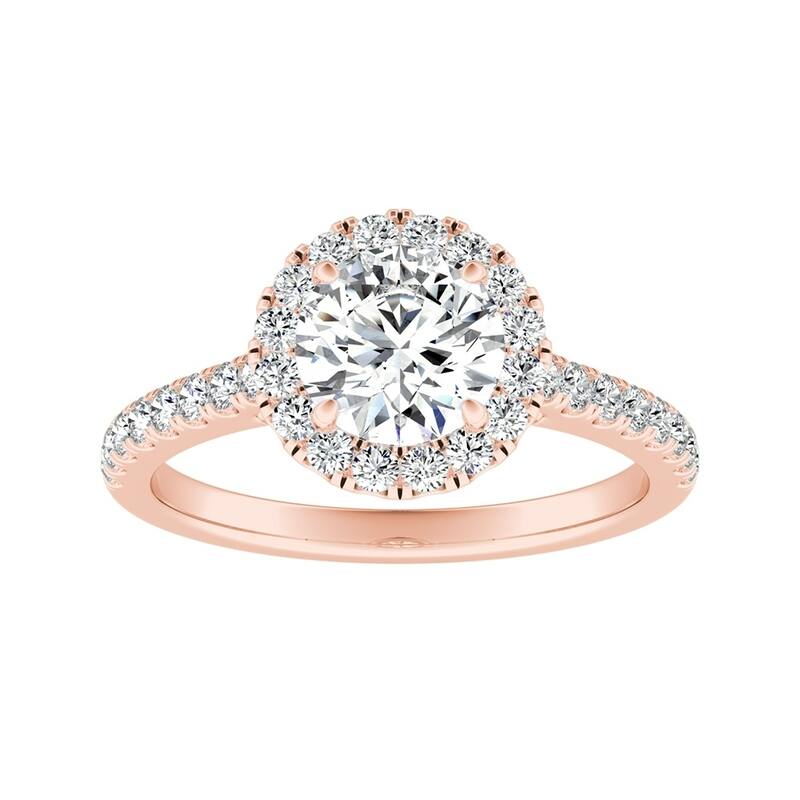 Auriya 14k Gold 3/4ct Moissanite Halo Diamond Engagement Ring 3/8ctw