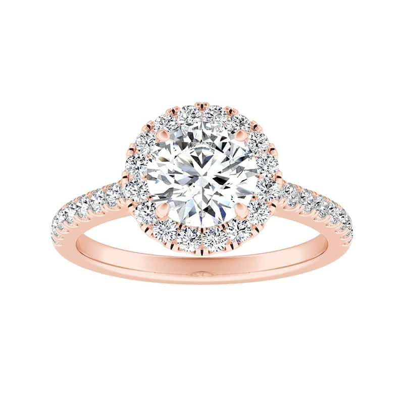 Auriya 14k Gold 1 1/2ct Moissanite Halo Diamond Engagement Ring 3/8ctw - Rose - 9