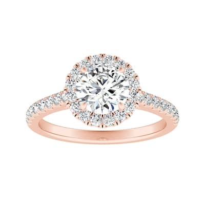 Auriya 14k Gold 1 1/2ct Moissanite Halo Diamond Engagement Ring 3/8ctw