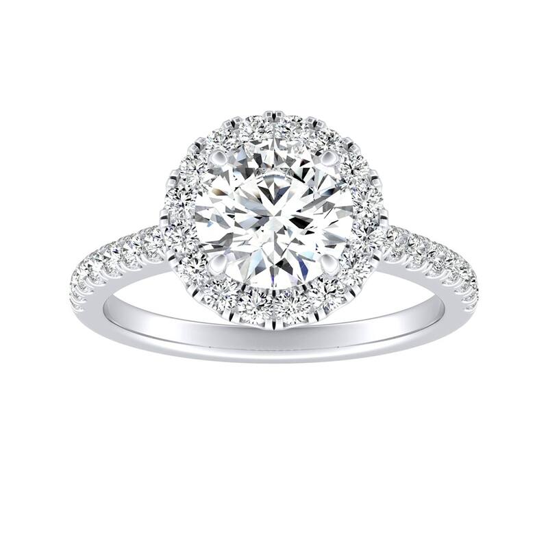 Auriya 14k Gold 1 1/2ct Moissanite Halo Diamond Engagement Ring 3/8ctw - White - 5