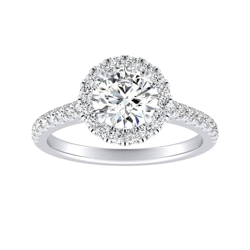 Auriya 14k Gold 1ct Moissanite Halo Diamond Engagement Ring 3/8ctw