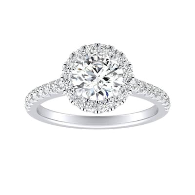 Auriya 14k Gold 1ct Moissanite Halo Diamond Engagement Ring 3/8ctw