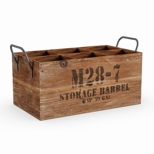Carbon Loft Walter Natural Stamped Wooden Wine Crate
