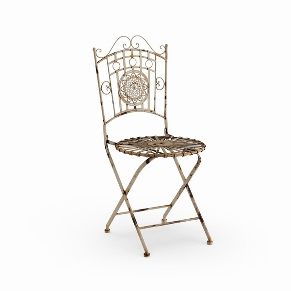 Handmade Distressed White Wrought Iron Garden Chair China Handmade Distressed White Wrought Iron Garden Chair China