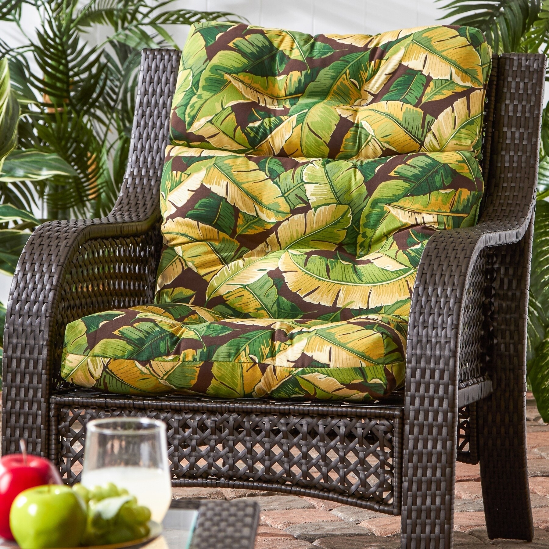 Arden Selections Outdoor Deep Seating Cushion Set 24 x 24, Red Leaf Palm