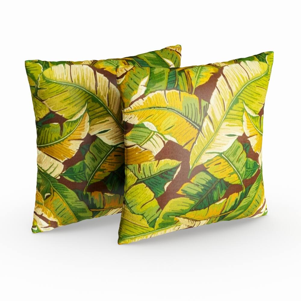 2-piece Palm Leaves 17-inch Square Outdoor Accent Pillow Set by Greendale Home Fashions
