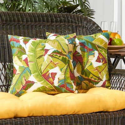 2-piece Palm Leaves 17-inch Square Outdoor Accent Pillow Set by Greendale Home Fashions