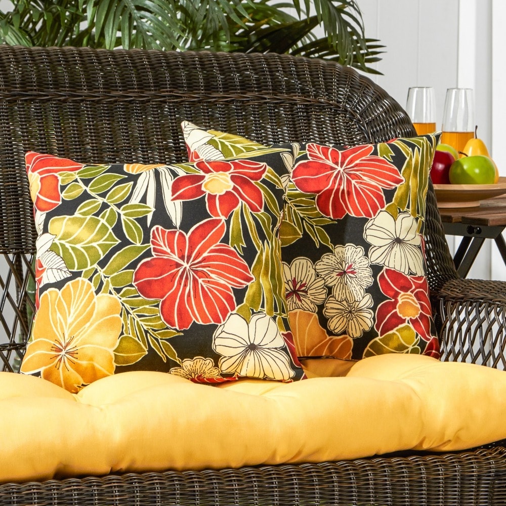 Aloha Floral 17-inch Outdoor Pillow (Set of 2) by Greendale Home Fashions