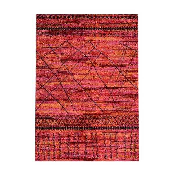 The Curated Nomad Dogwood Tribal Orange/ Pink Area Rug 4' x 5'9