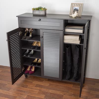 Porch & Den Rocheblave Espresso Wood Shoe Storage Cabinet