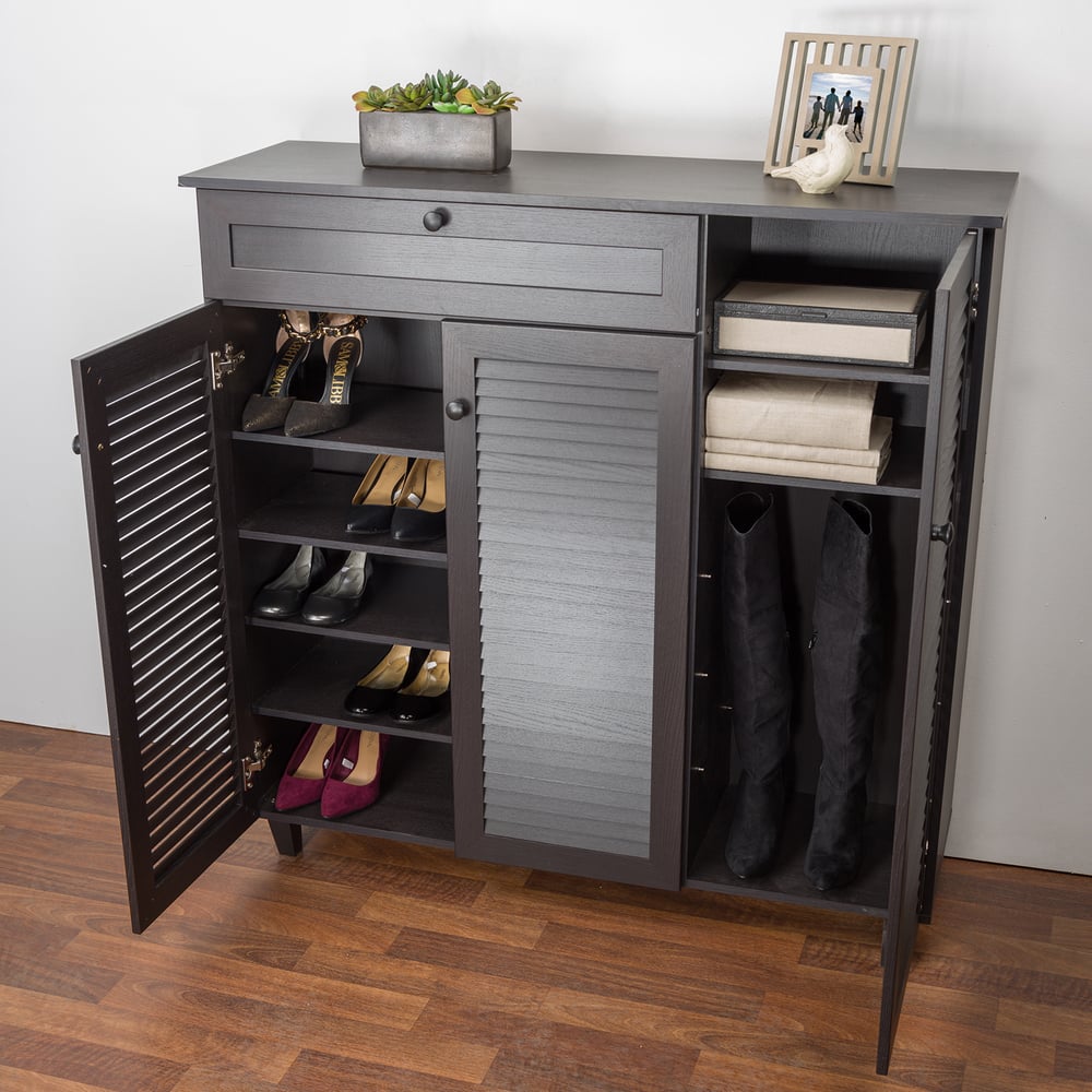 Porch & Den Rocheblave Espresso Wood Shoe Storage Cabinet