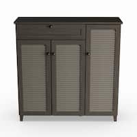 Baxton Studio Pocillo Espresso Finished Wood Shoe Storage Porch Den Rocheblave Espresso Wood Shoe Storage Cabinet