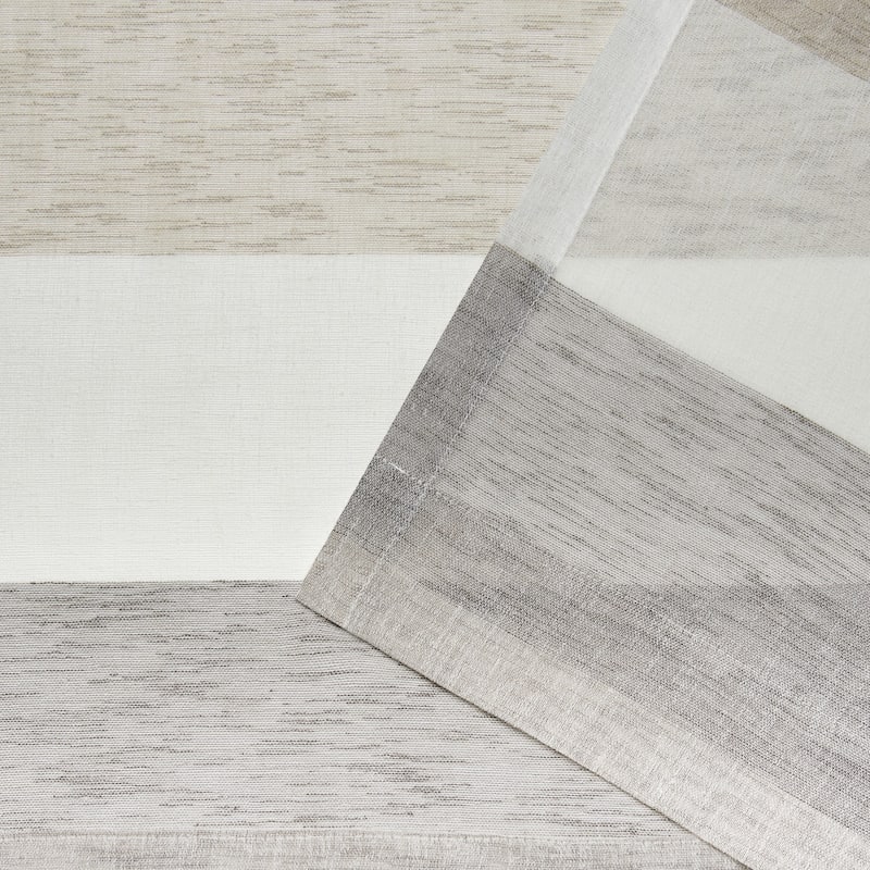 Porch & Den Ocean Stripe Sheer Curtain Panel Pair with Rod Pocket