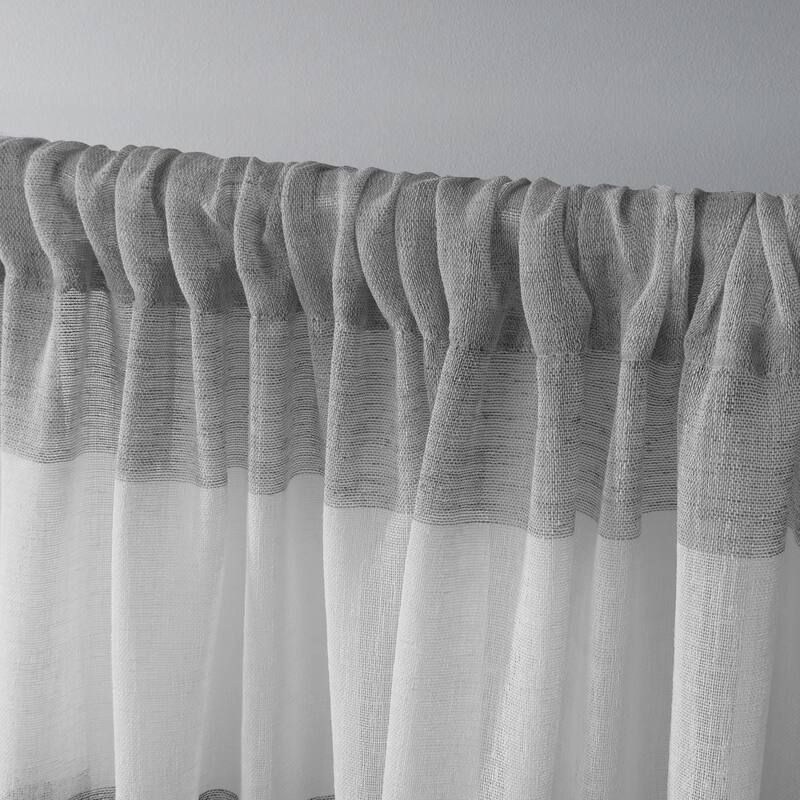 Porch & Den Ocean Stripe Sheer Curtain Panel Pair with Rod Pocket